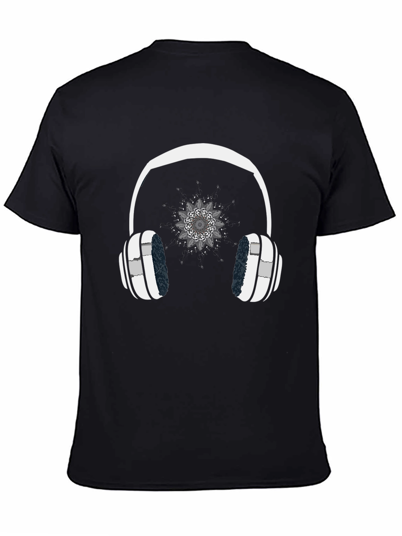 Cool Headphones Graphic Black T-Shirt