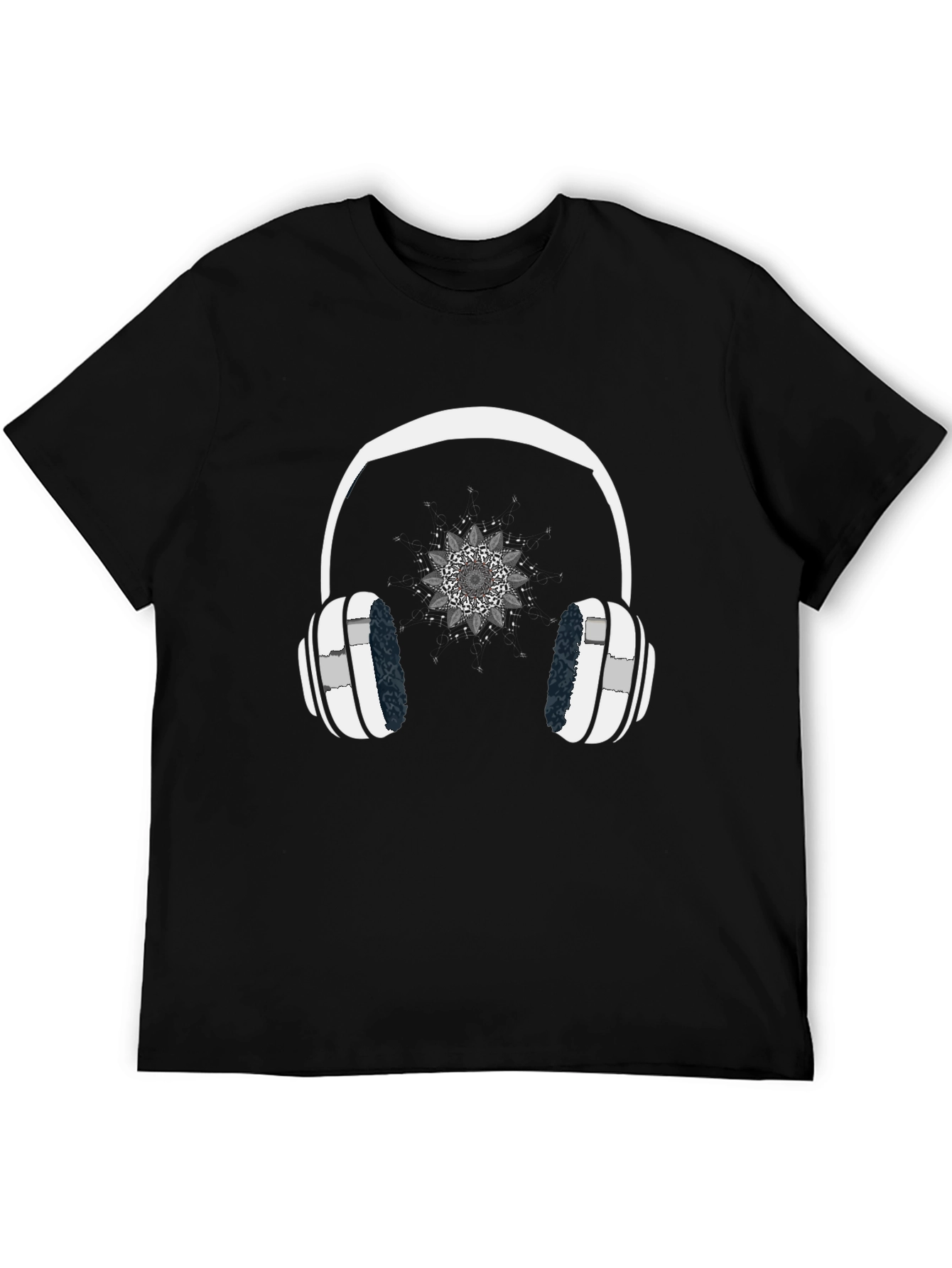Cool Headphones Graphic Black T-Shirt