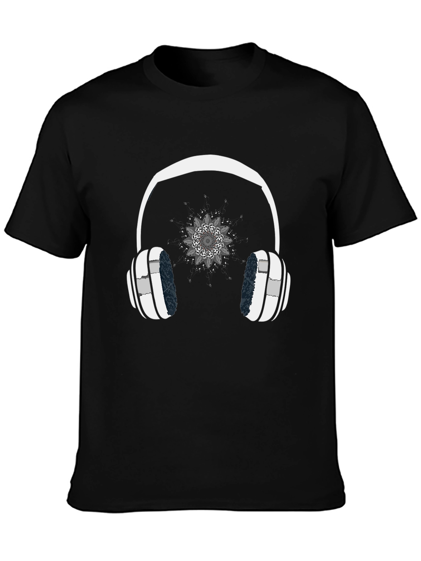 Cool Headphones Graphic Black T-Shirt
