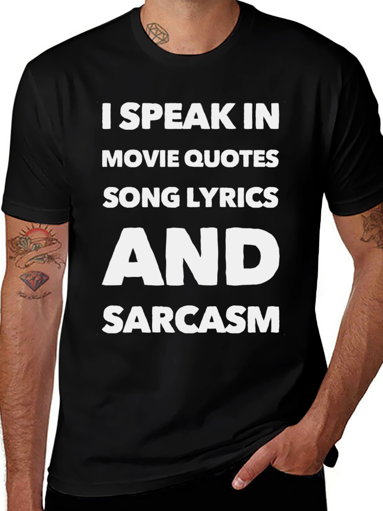 I Speak In Movie Quotes Black Graphic T-Shirt
