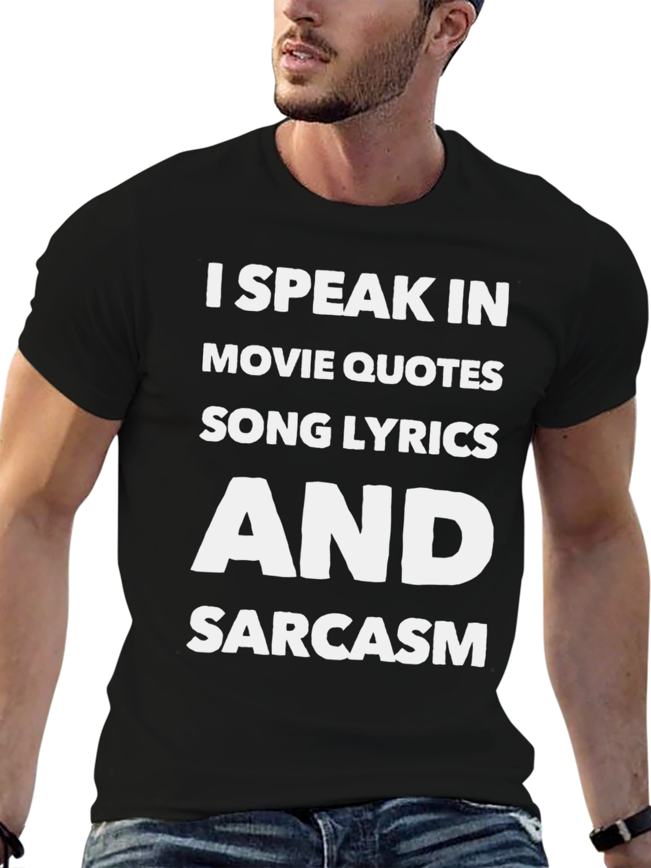 I Speak In Movie Quotes Black Graphic T-Shirt