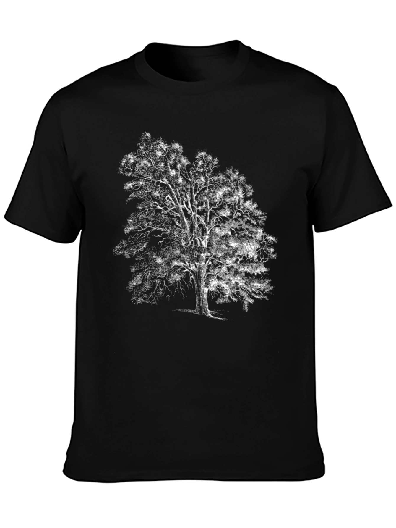 Black T-Shirt with Tree Print