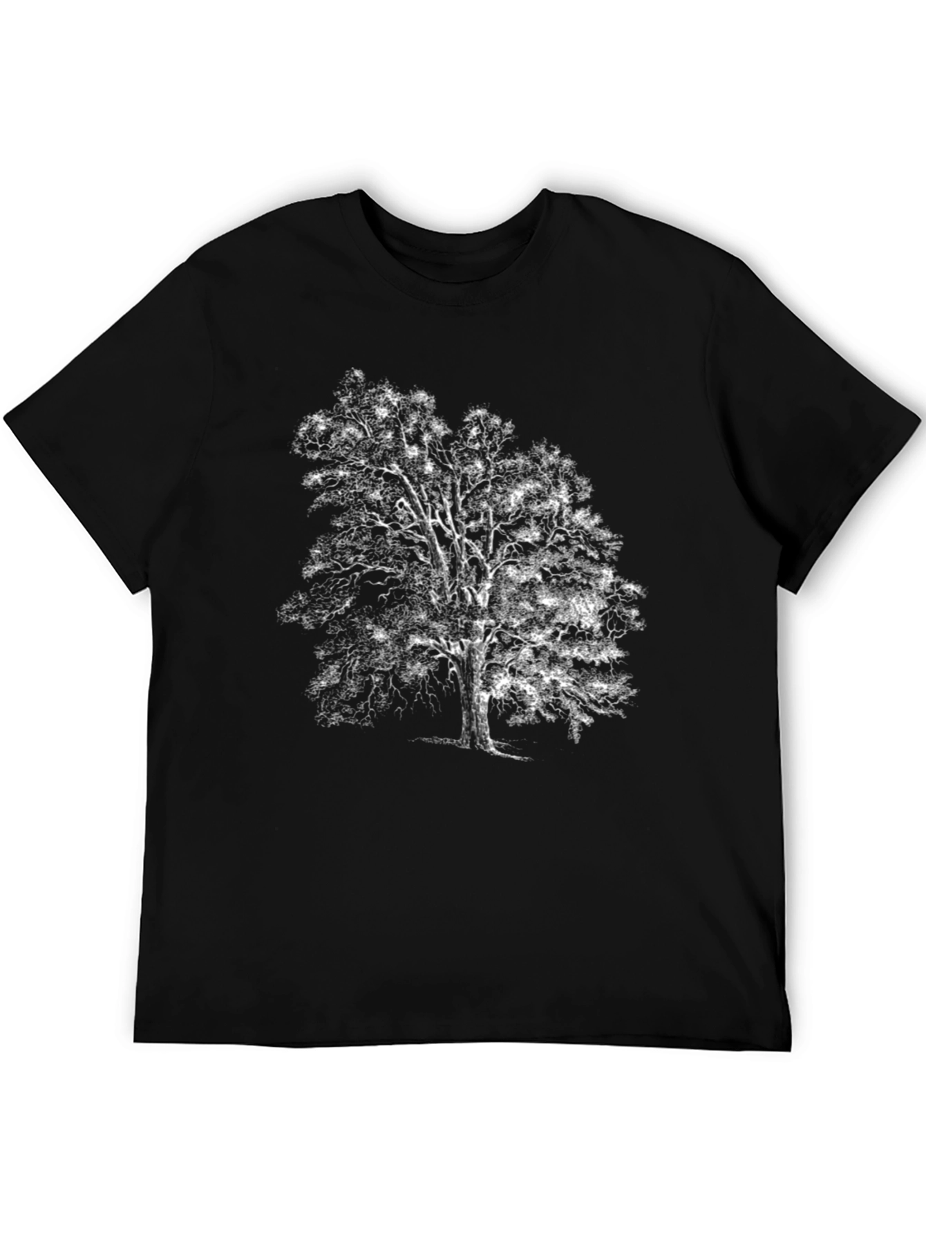 Black T-Shirt with Tree Print