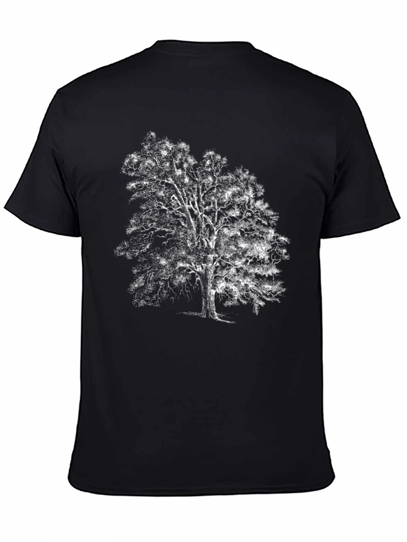 Black T-Shirt with Tree Print