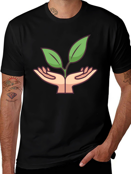 Eco Hands Graphic Tee - Black Cotton Shirt