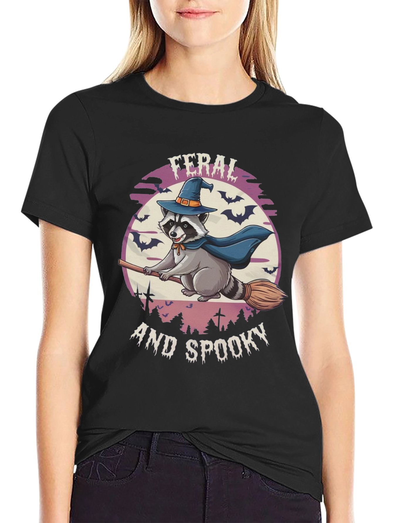 Feral and Spooky Raccoon Halloween T-Shirt