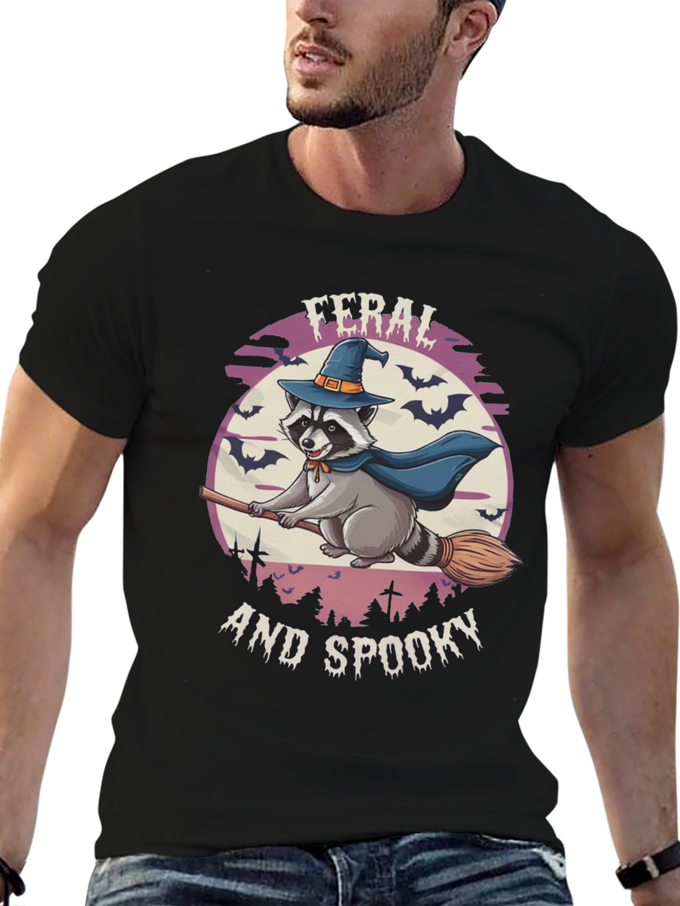 Feral and Spooky Raccoon Halloween T-Shirt