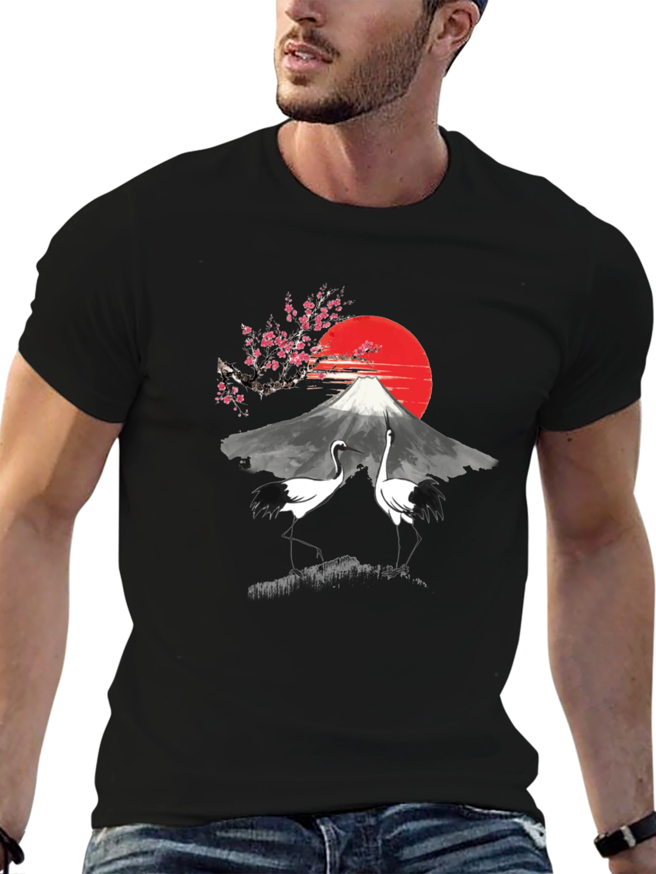Mount Fuji Crane Graphic Tee