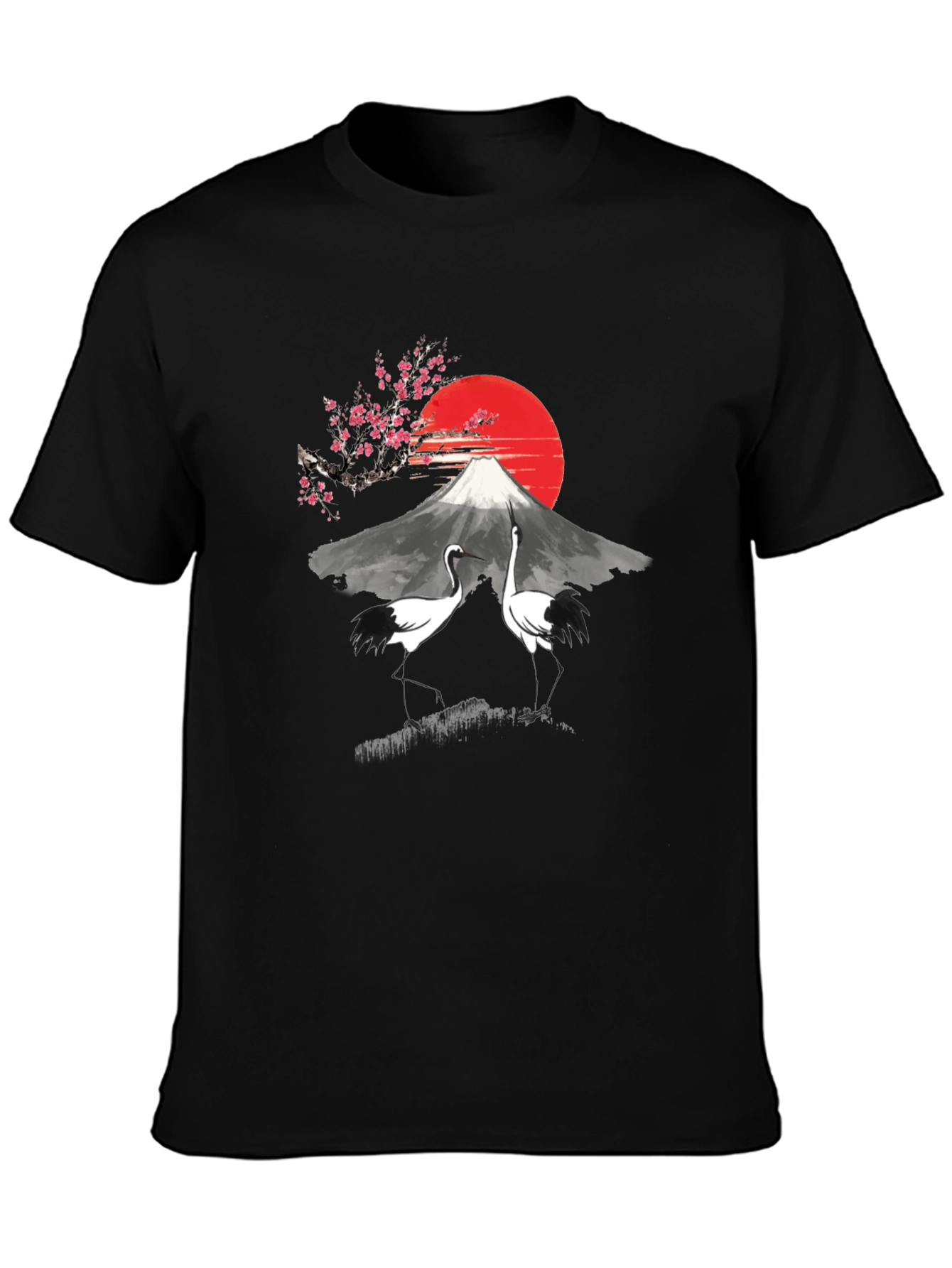 Mount Fuji Crane Graphic Tee