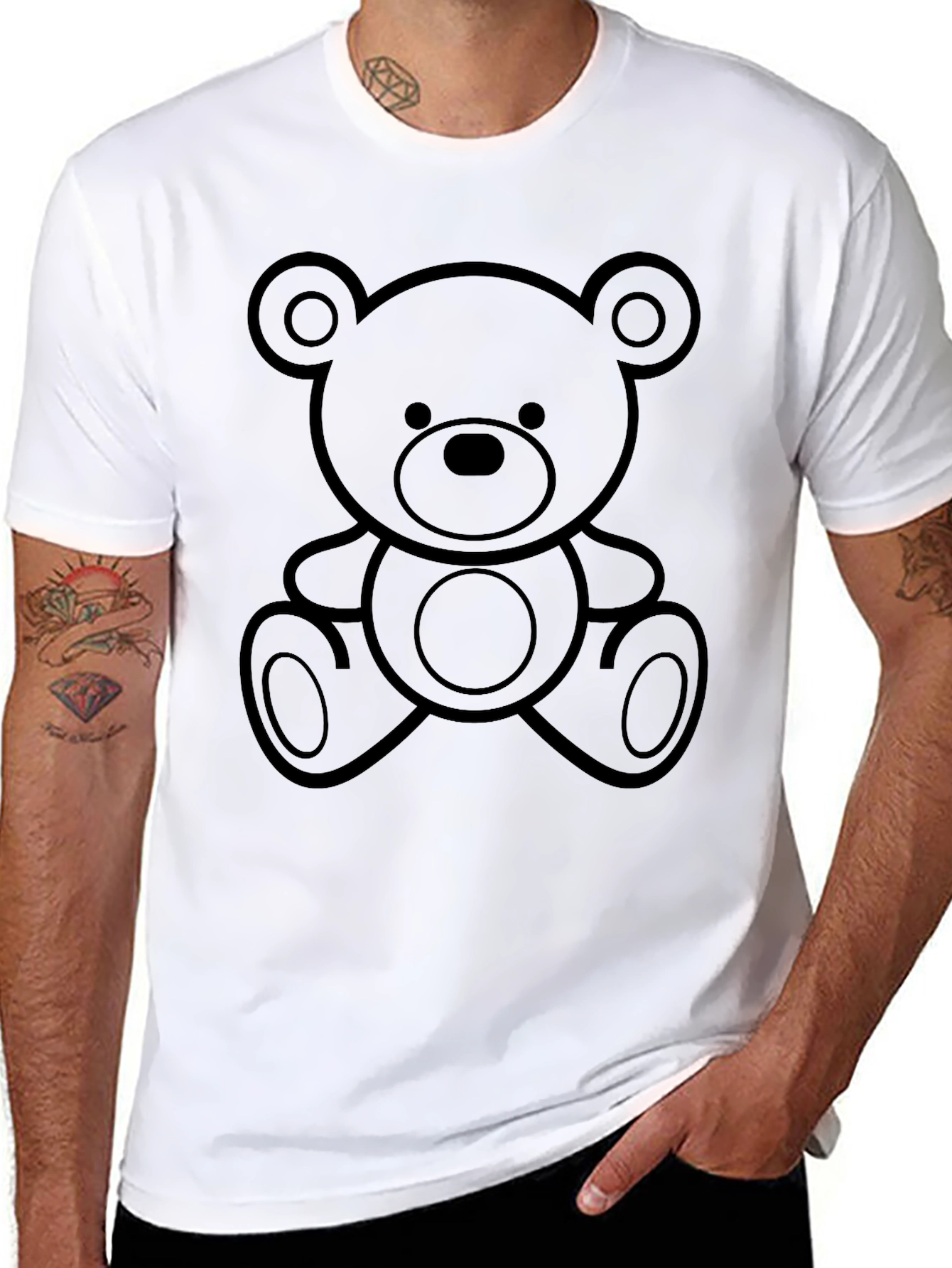 Teddy Bear Graphic Black T-Shirt