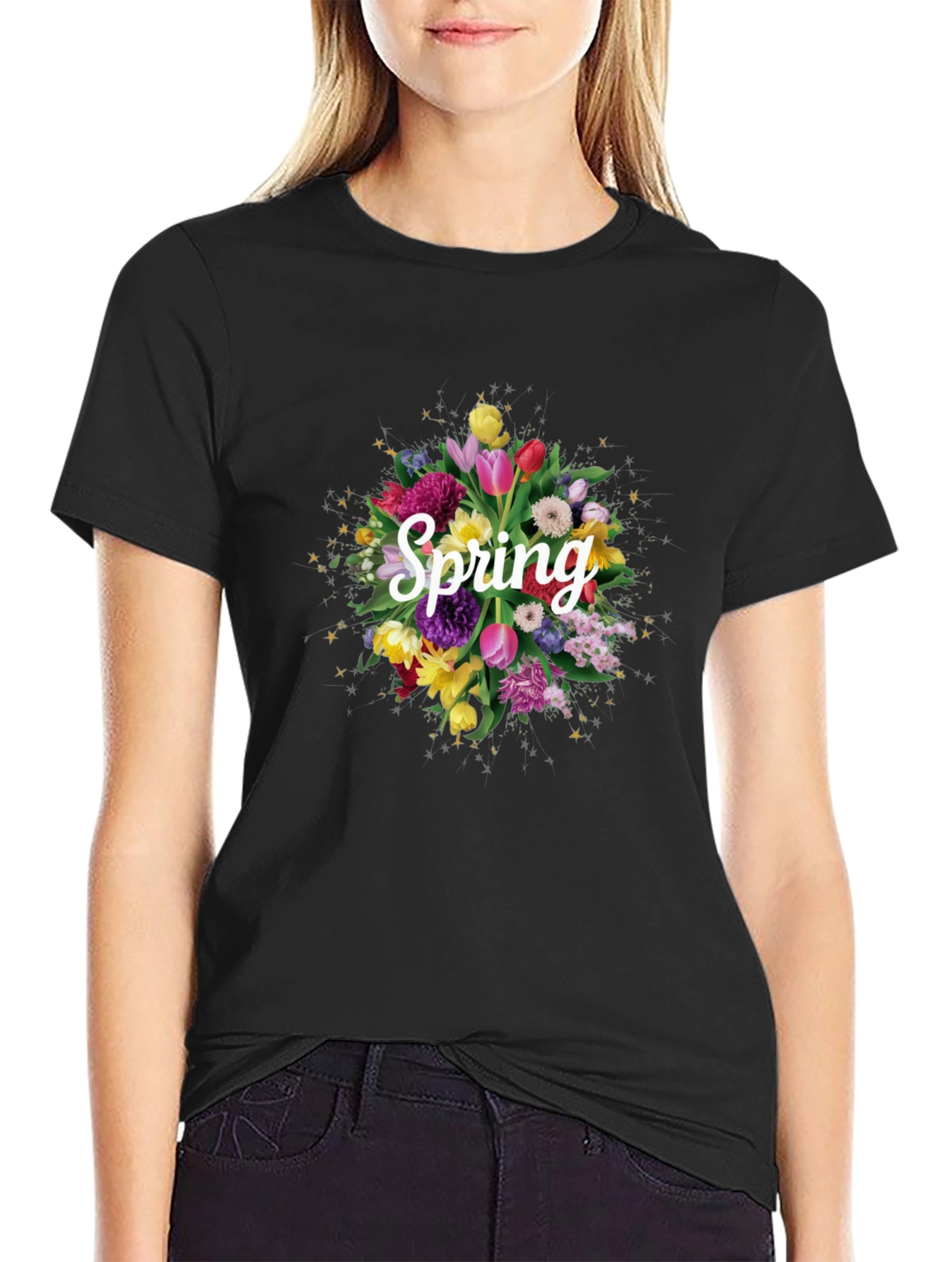 Floral Spring T-Shirt - Black