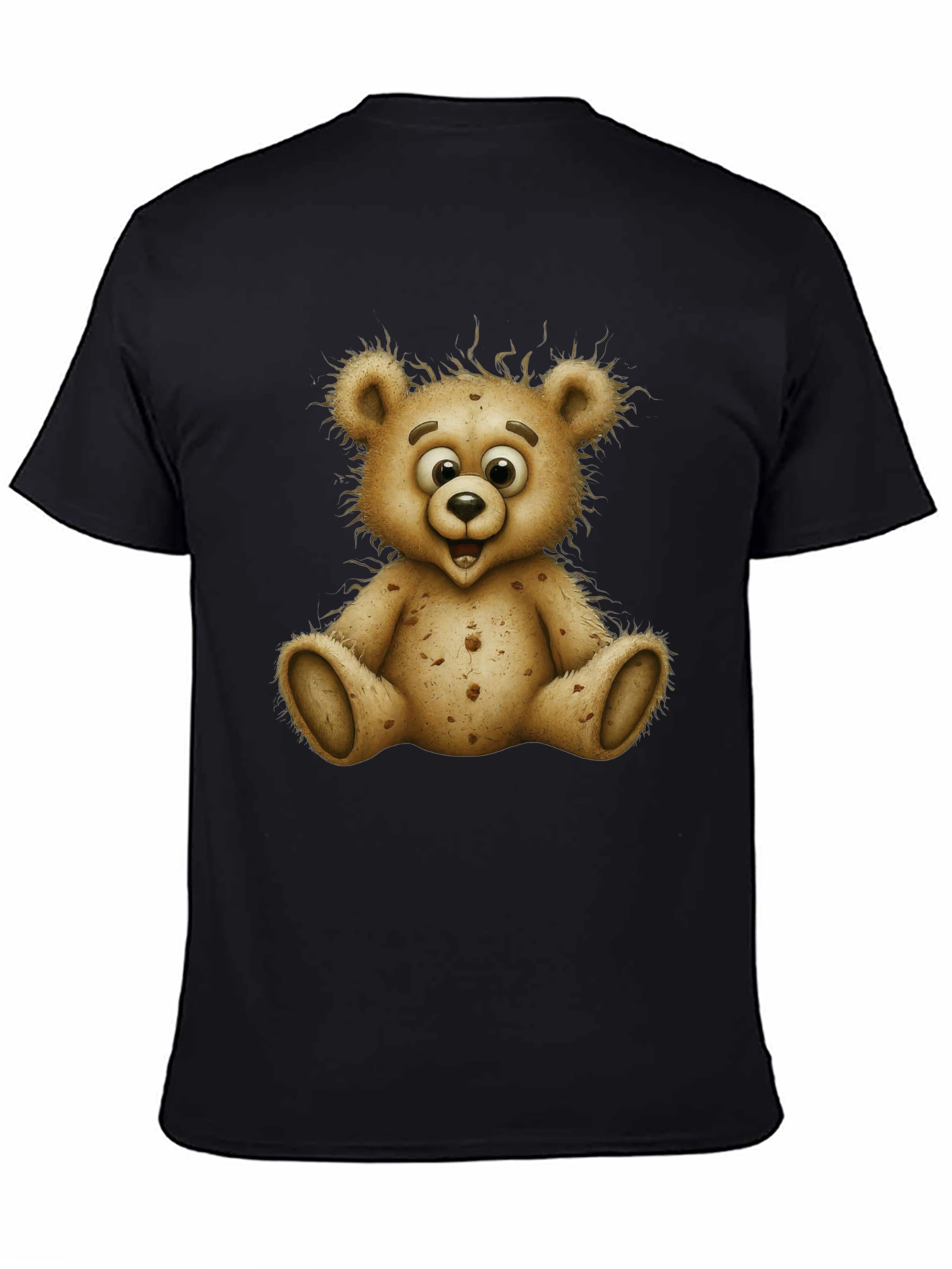 Cute Cartoon Bear Graphic Black T-Shirt