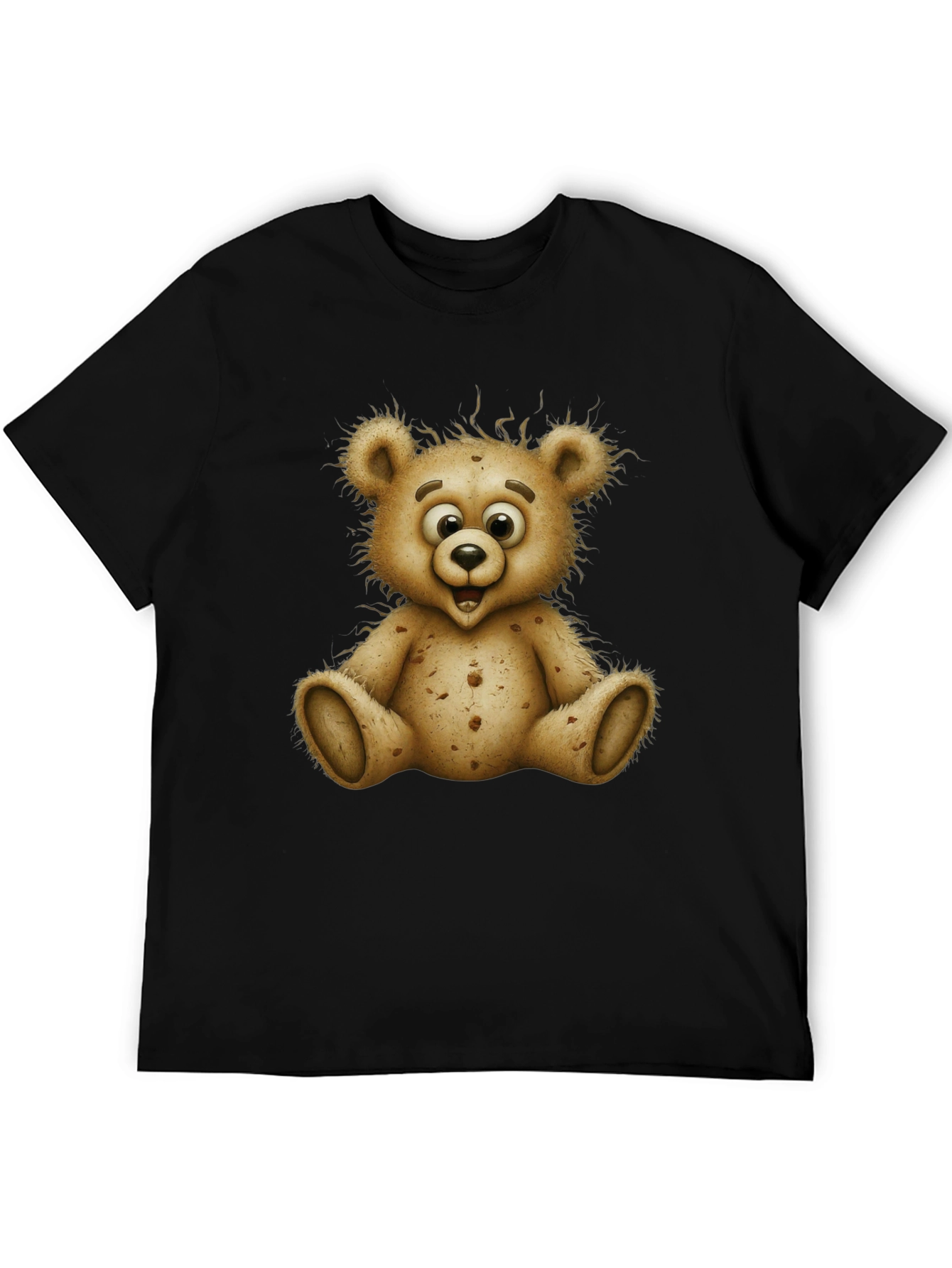 Cute Cartoon Bear Graphic Black T-Shirt