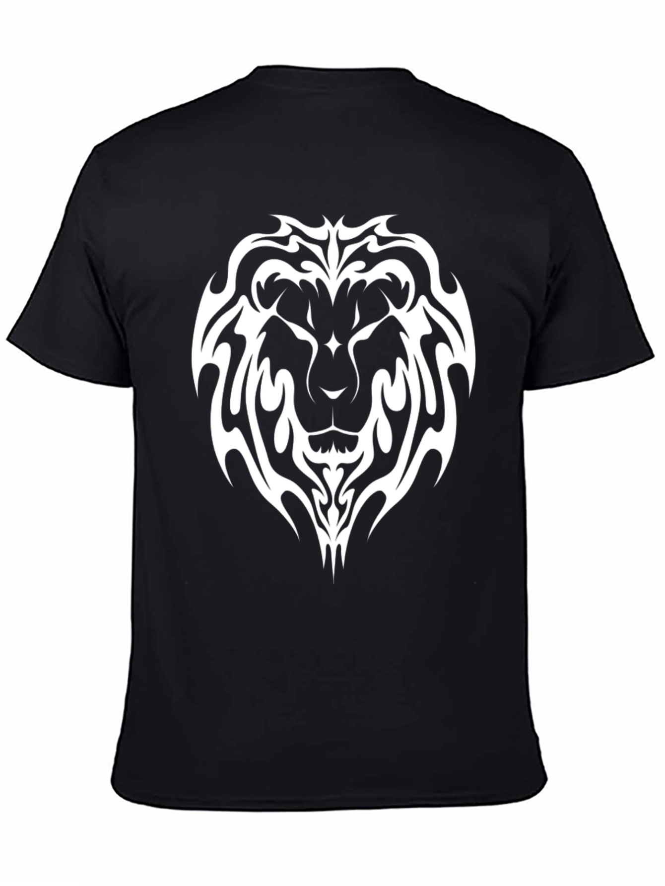 Lion Tribal Print Black T-Shirt