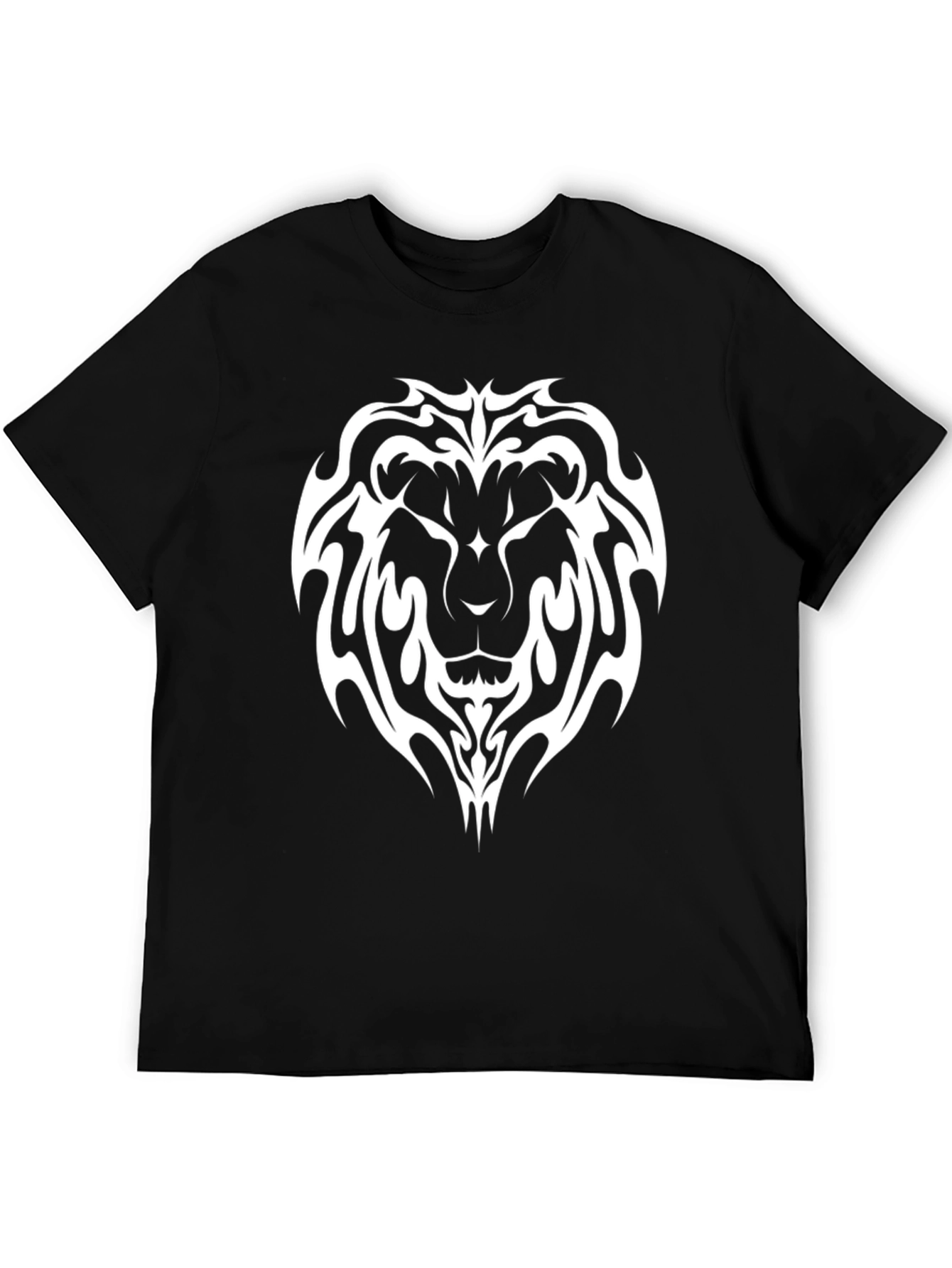 Lion Tribal Print Black T-Shirt