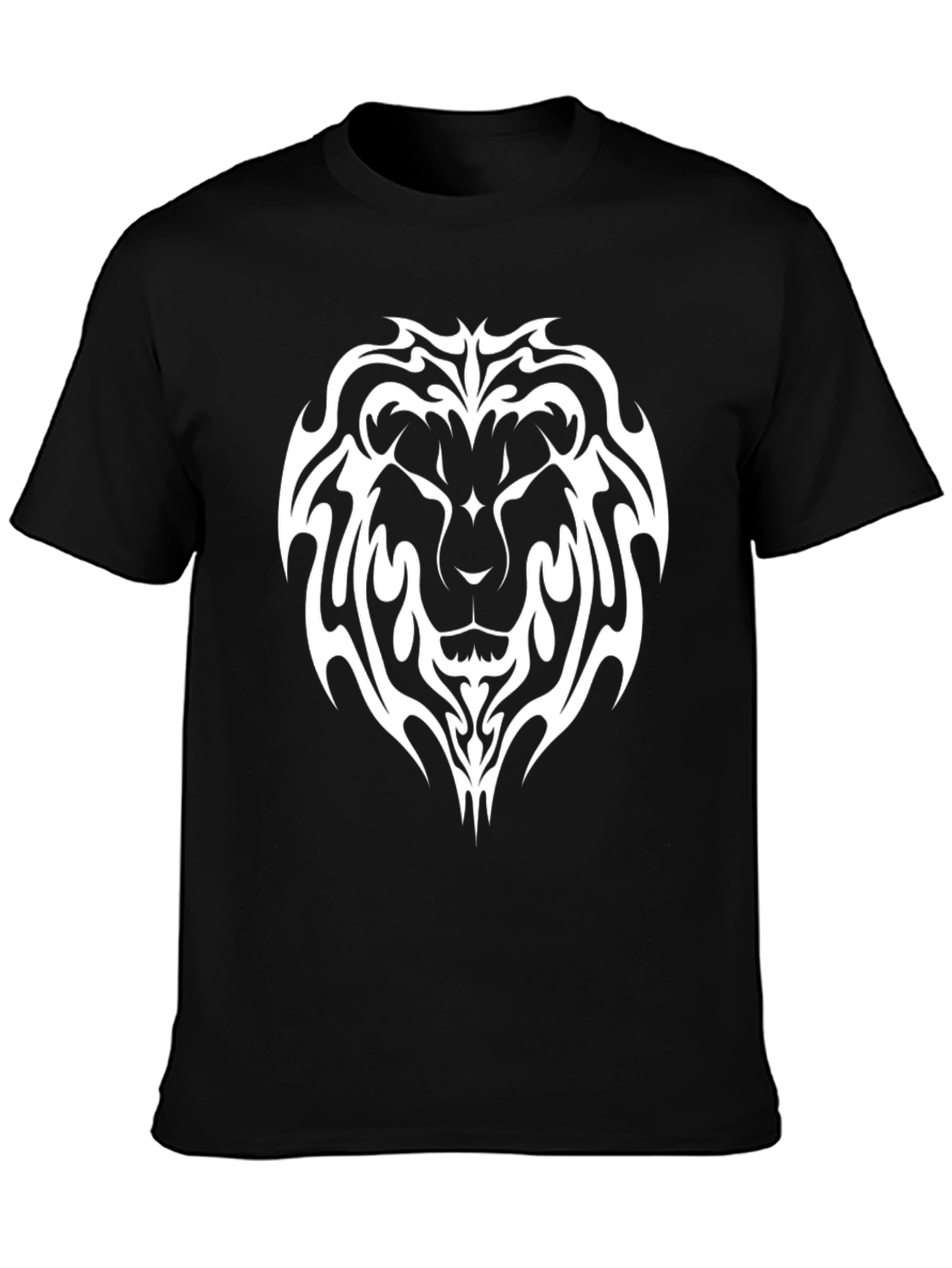 Lion Tribal Print Black T-Shirt