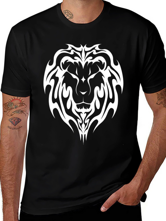 Lion Tribal Print Black T-Shirt