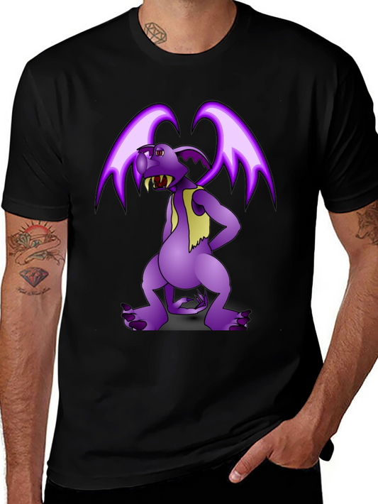 Cartoon Gargoyle Graphic Tee - Black
