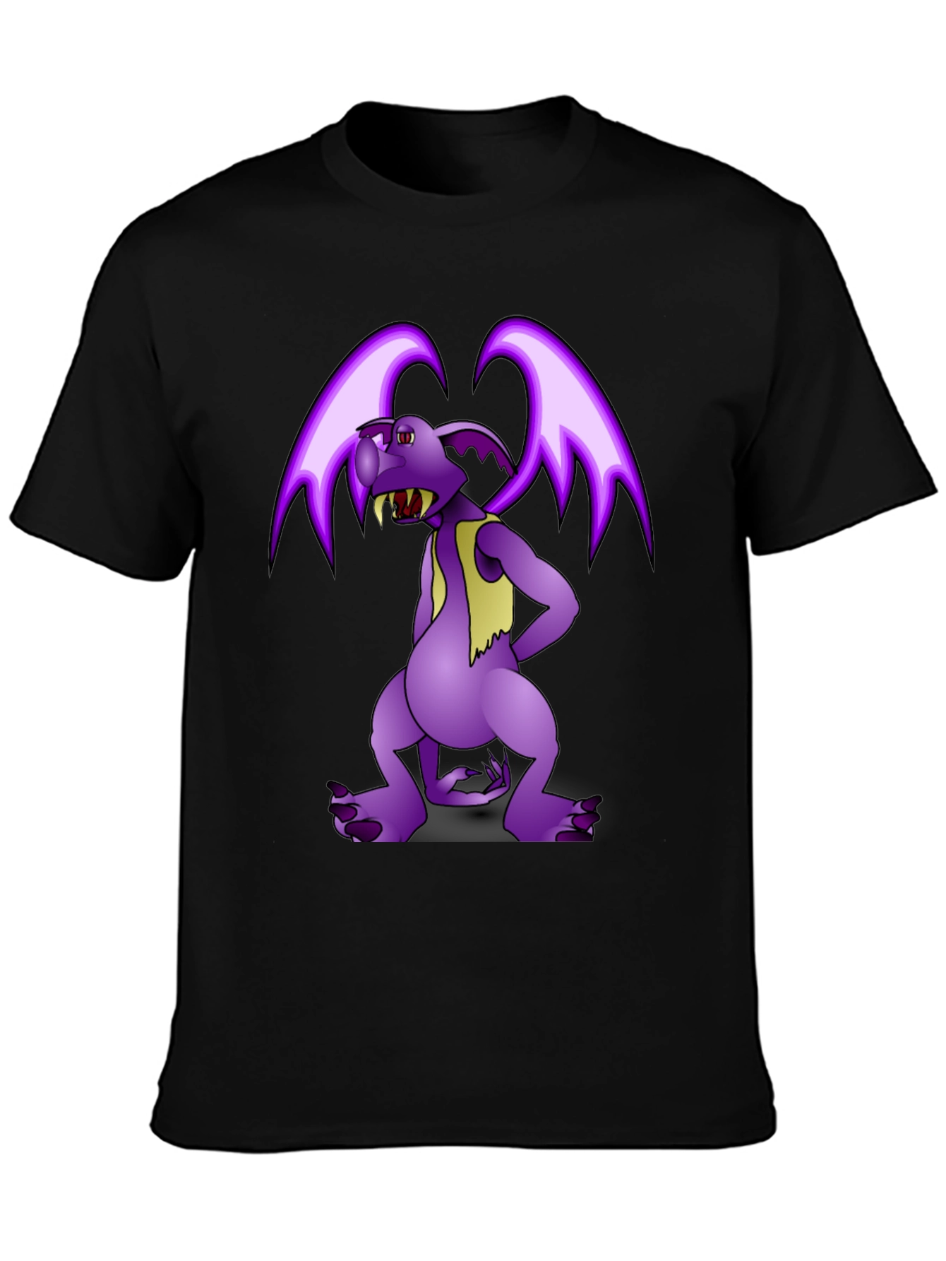 Cartoon Gargoyle Graphic Tee - Black