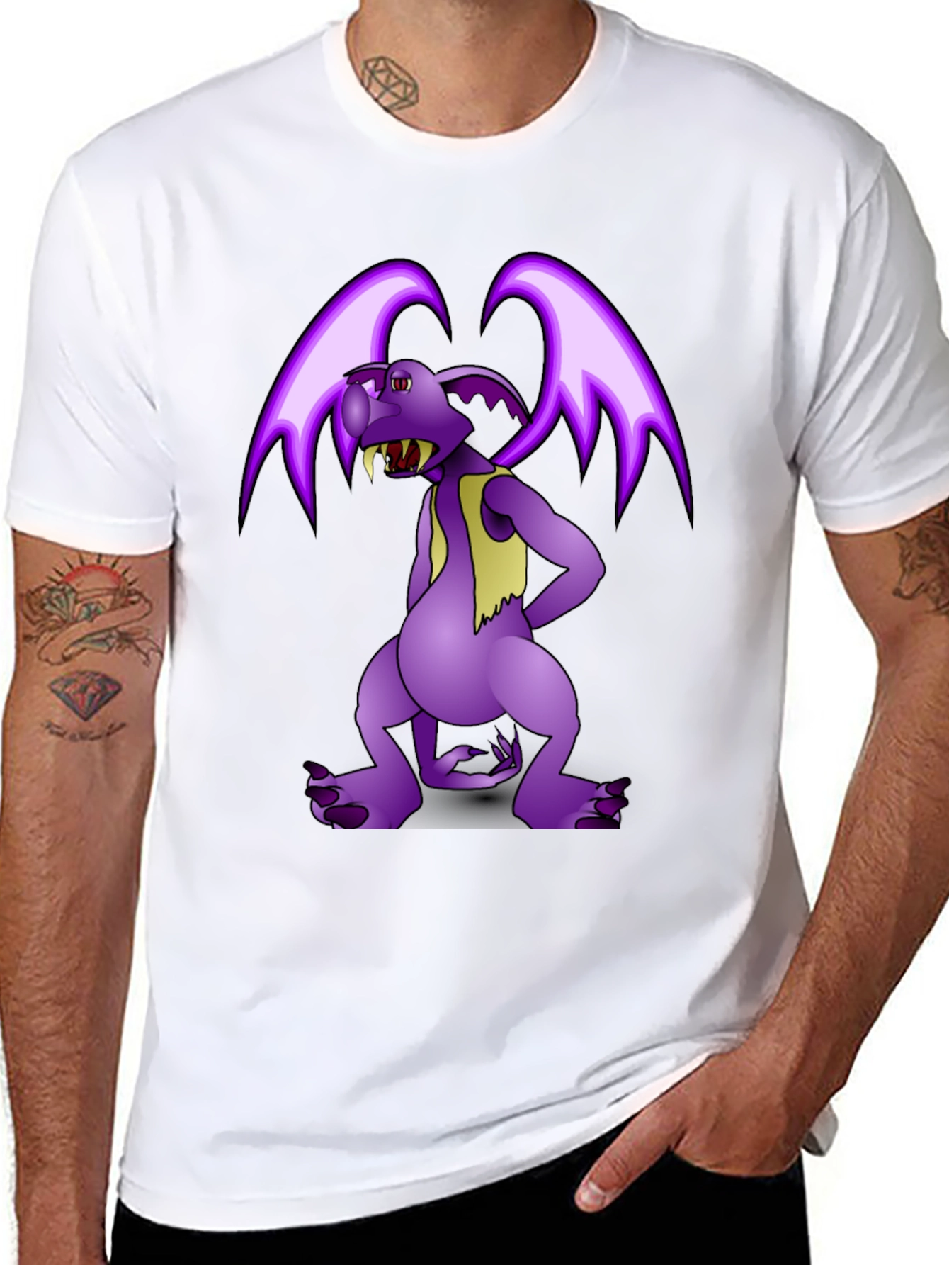 Cartoon Gargoyle Graphic Tee - Black