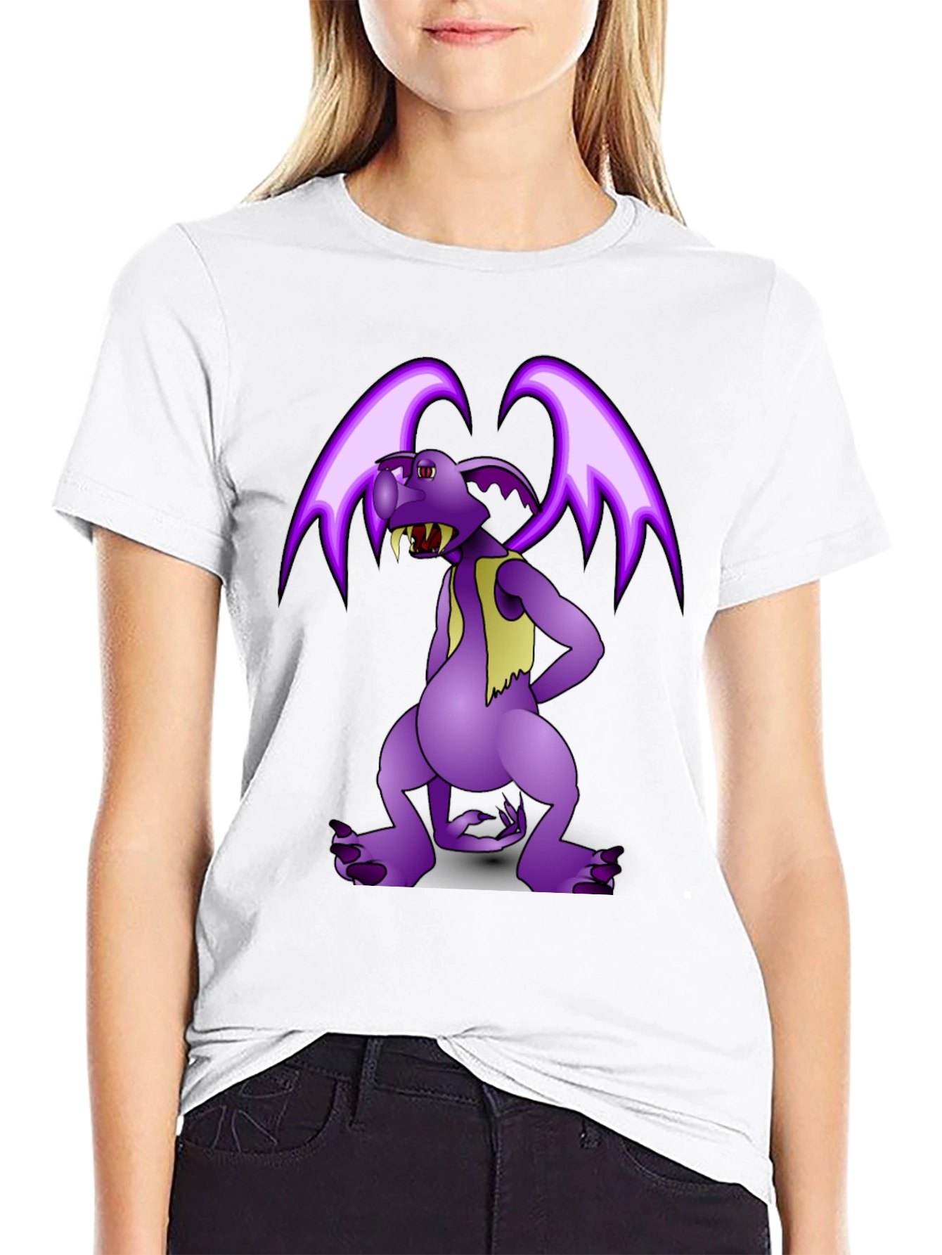 Cartoon Gargoyle Graphic Tee - Black