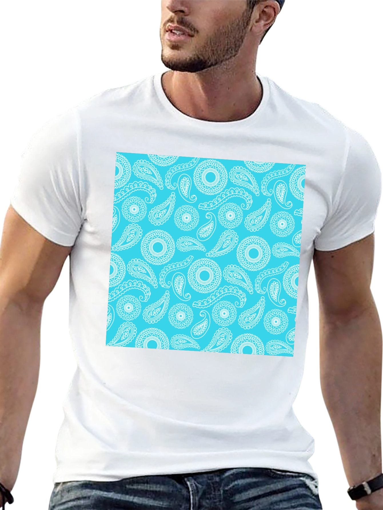 Paisley Pattern Tee - Stylish Black T-Shirt