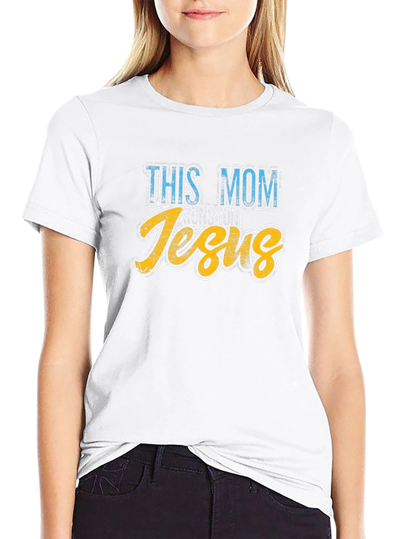 This Mom Runs on Jesus Graphic T-Shirt