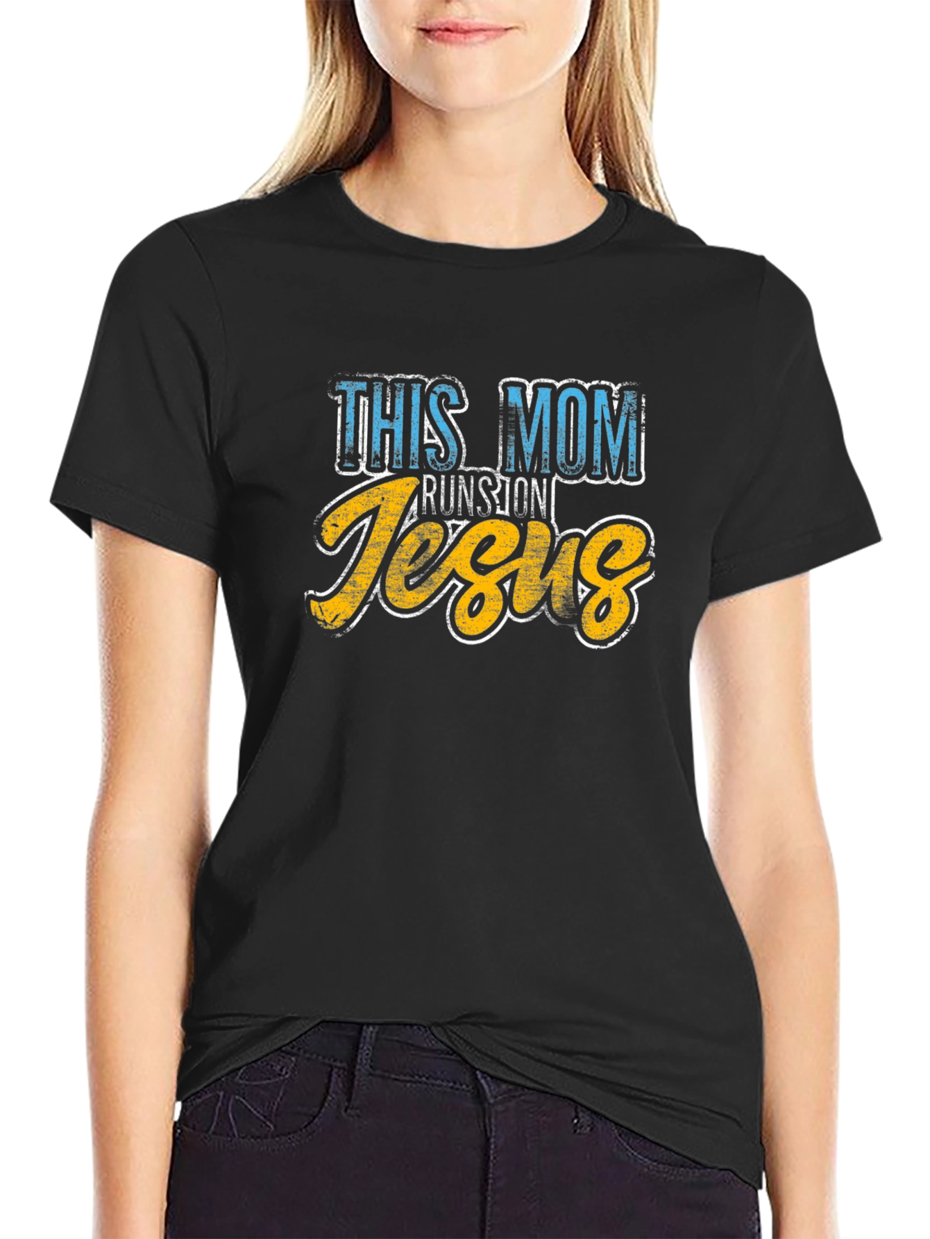 This Mom Runs on Jesus Graphic T-Shirt