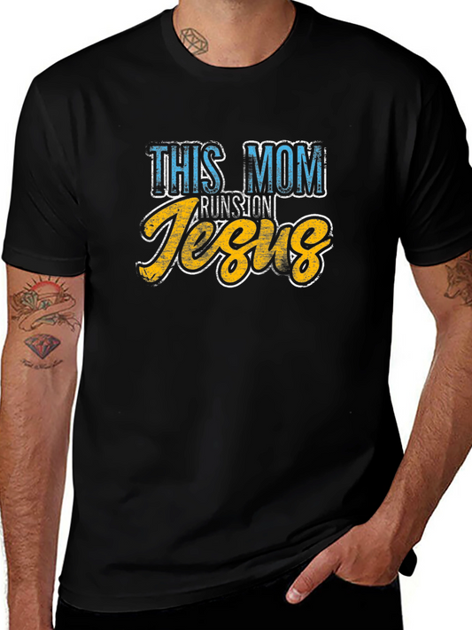 This Mom Runs on Jesus Graphic T-Shirt