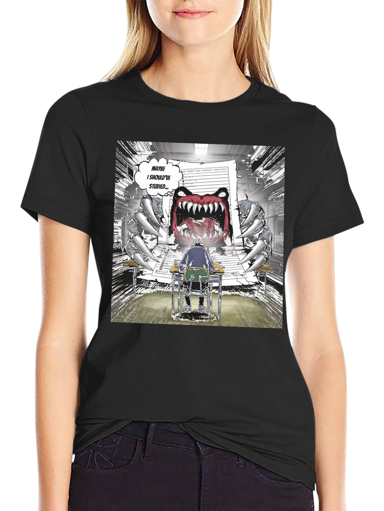 Study Monster Graphic Tee - Black Cotton T-Shirt