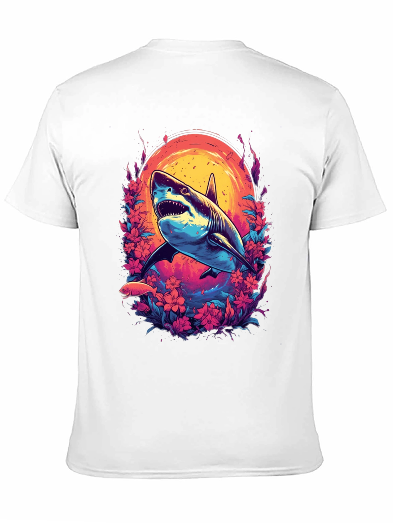 Shark Floral Graphic Tee - Black