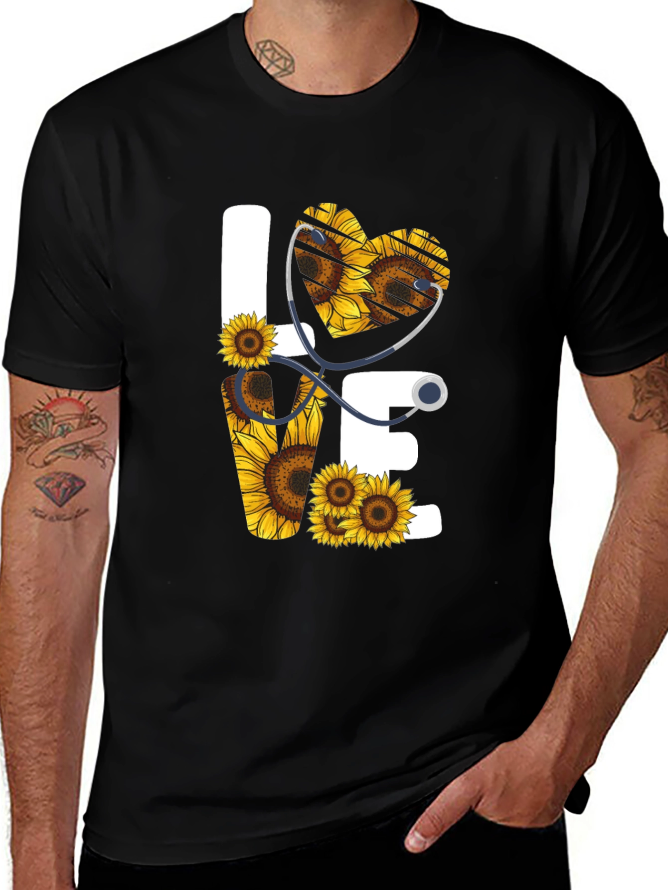 Sunflower Heart Stethoscope Graphic Tee
