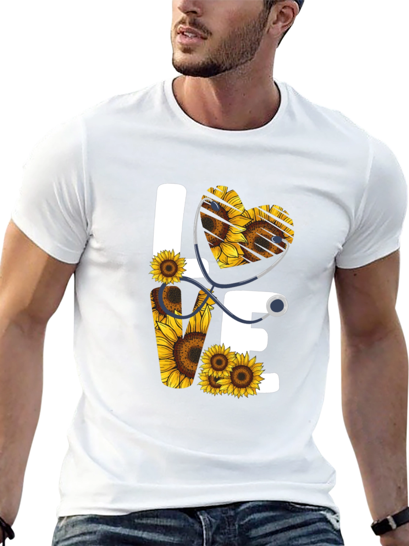 Sunflower Heart Stethoscope Graphic Tee