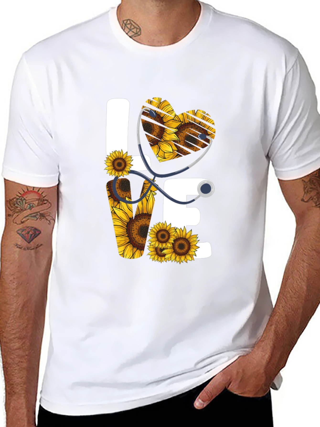 Sunflower Heart Stethoscope Graphic Tee