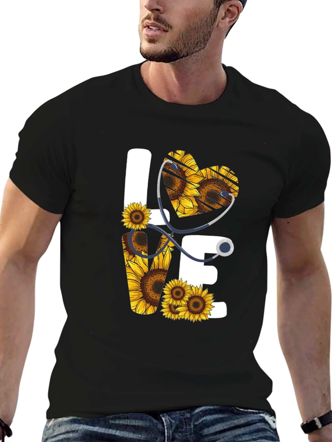 Sunflower Heart Stethoscope Graphic Tee
