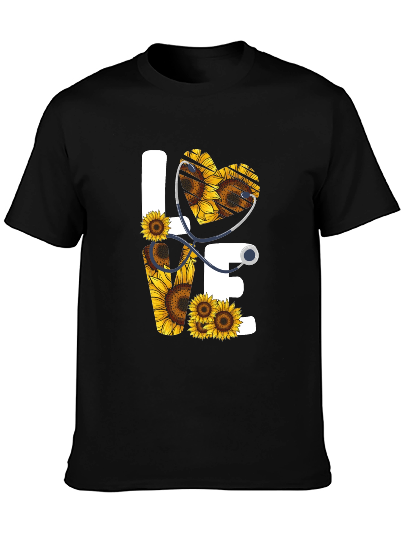 Sunflower Heart Stethoscope Graphic Tee