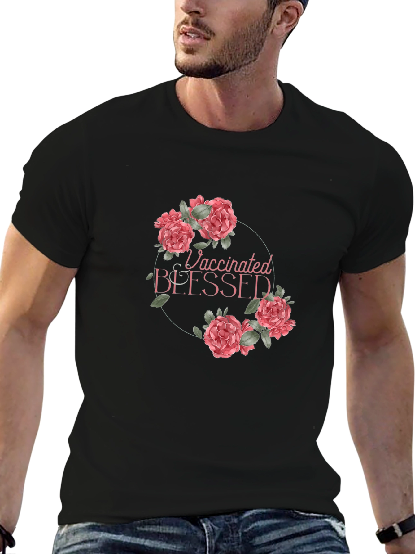 Vaccinated Blessed Floral T-Shirt