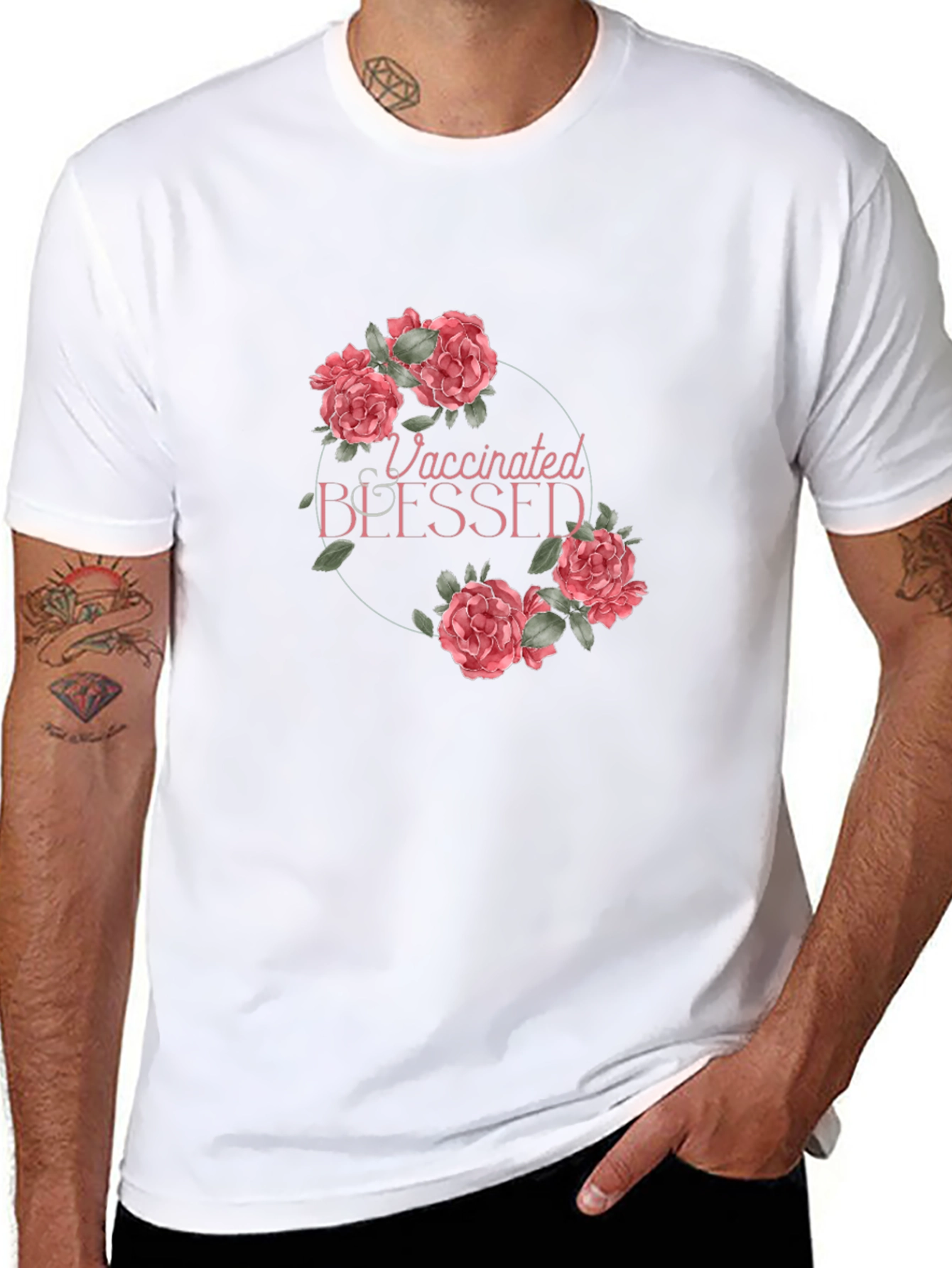 Vaccinated Blessed Floral T-Shirt