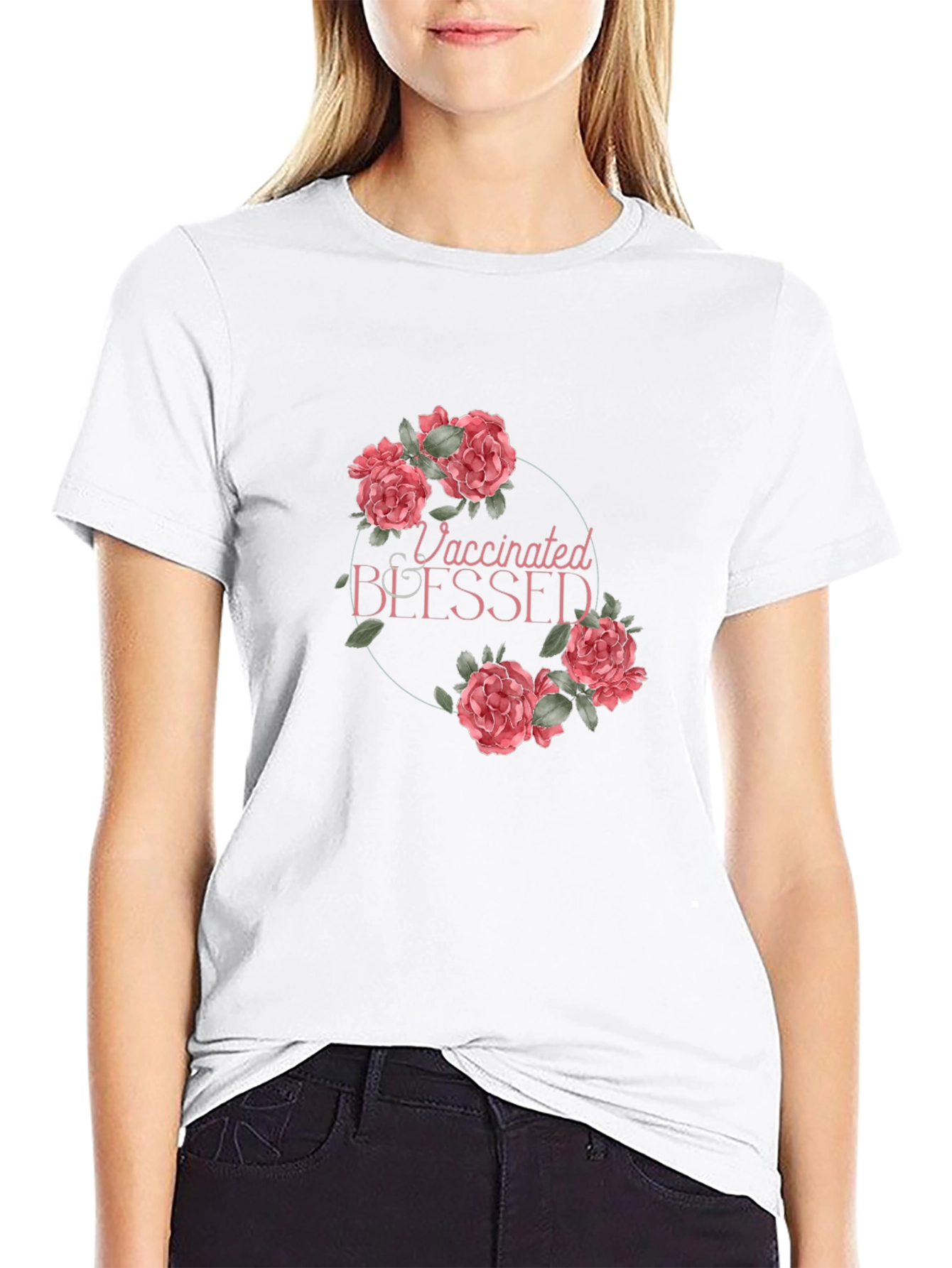 Vaccinated Blessed Floral T-Shirt