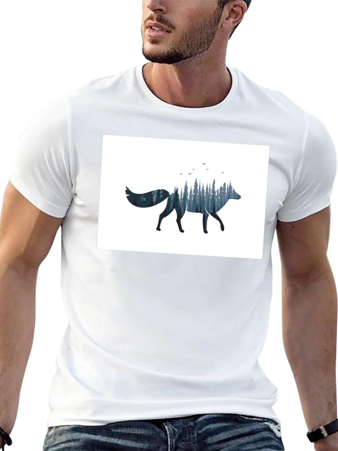 Nature Fox Graphic Black T-Shirt