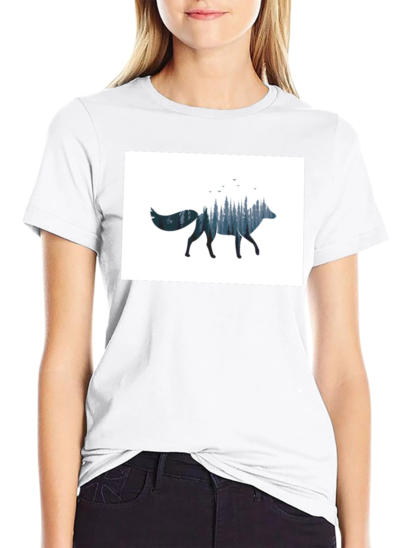Nature Fox Graphic Black T-Shirt