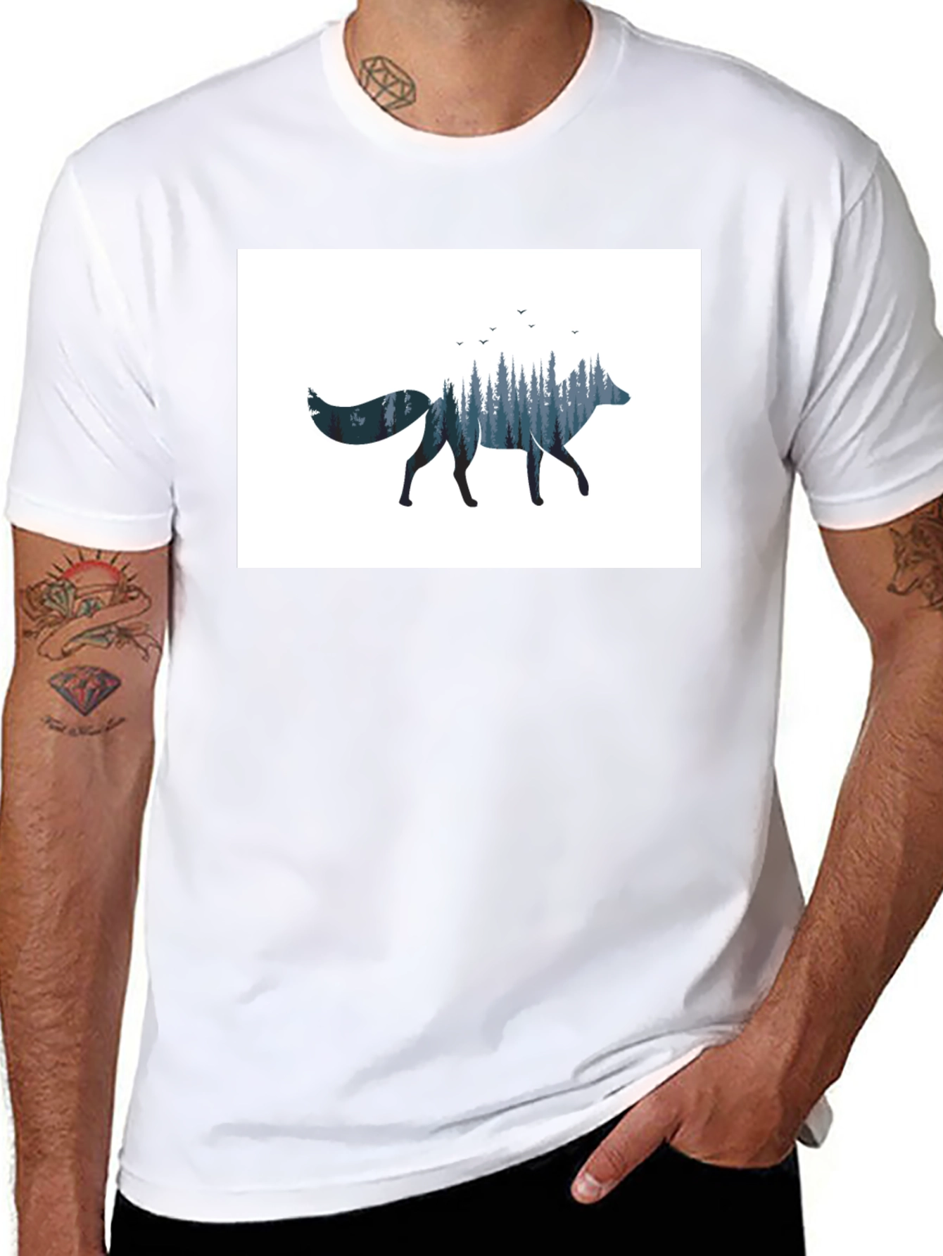 Nature Fox Graphic Black T-Shirt