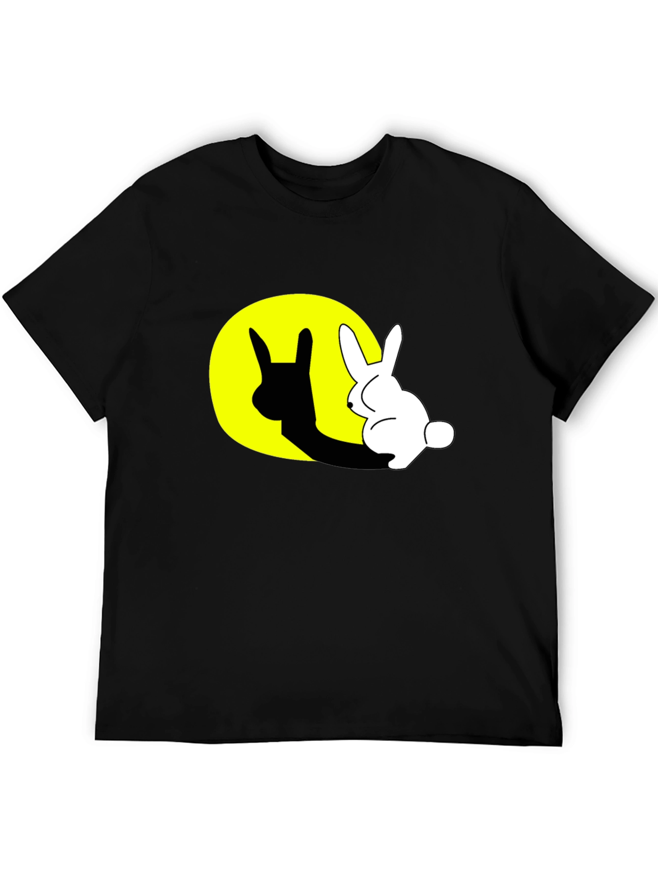 Rabbit Shadow Graphic Black T-Shirt