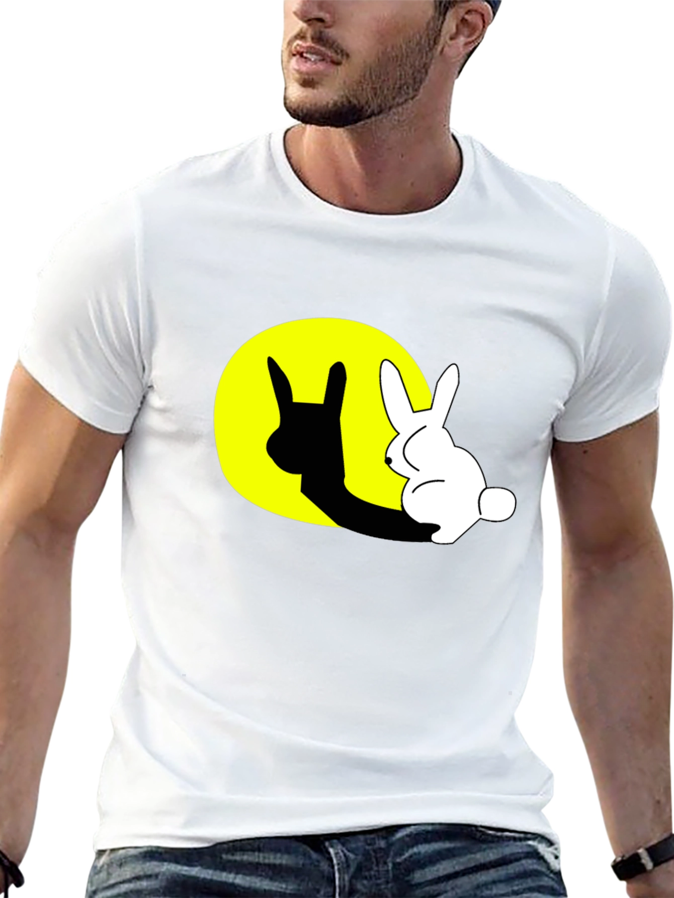Rabbit Shadow Graphic Black T-Shirt