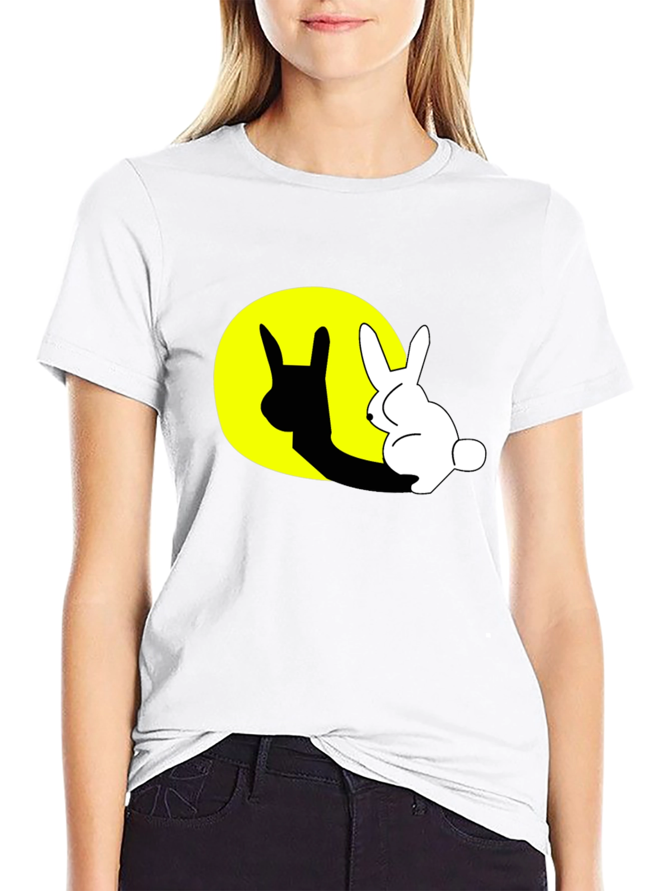 Rabbit Shadow Graphic Black T-Shirt