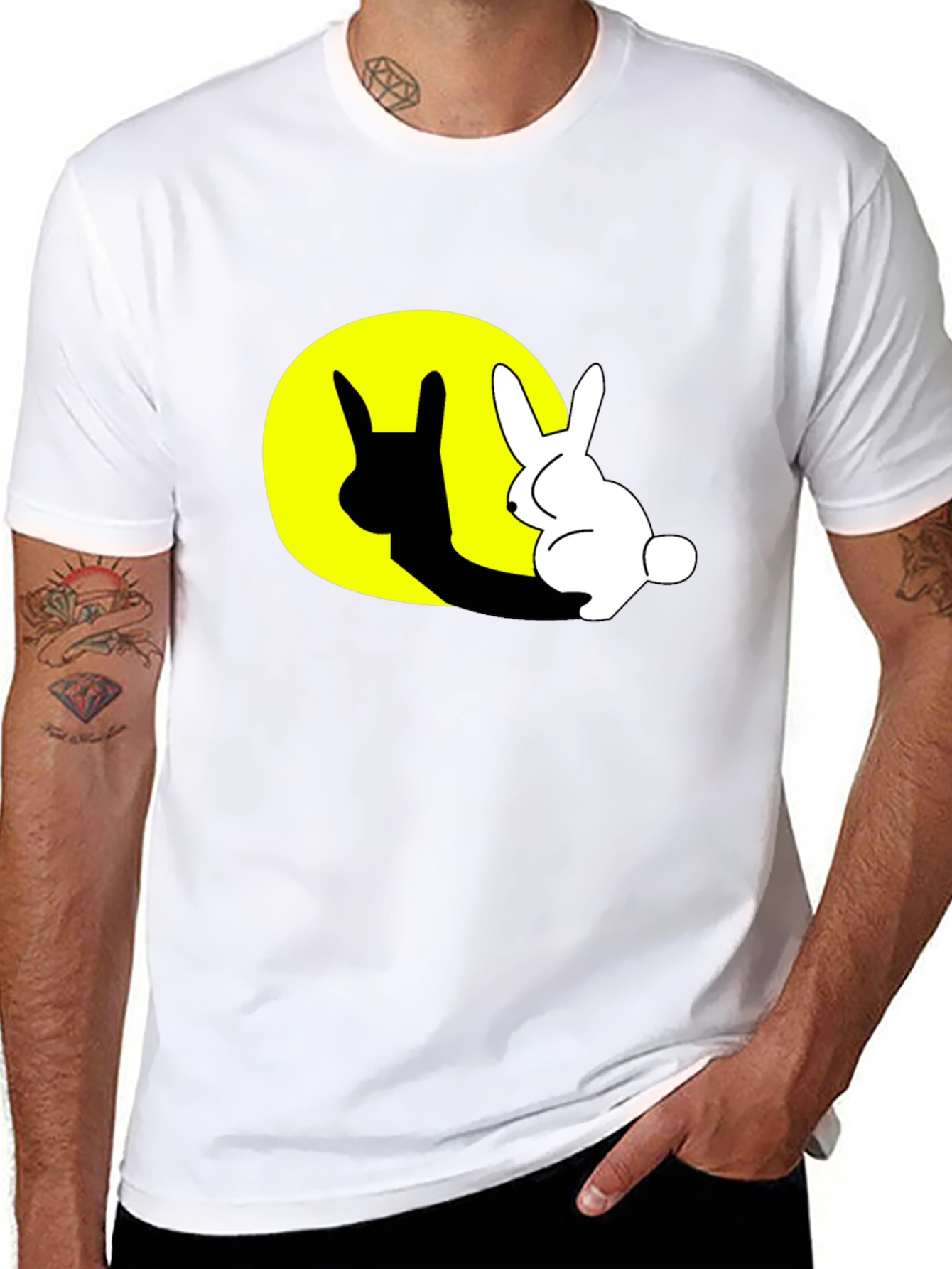 Rabbit Shadow Graphic Black T-Shirt
