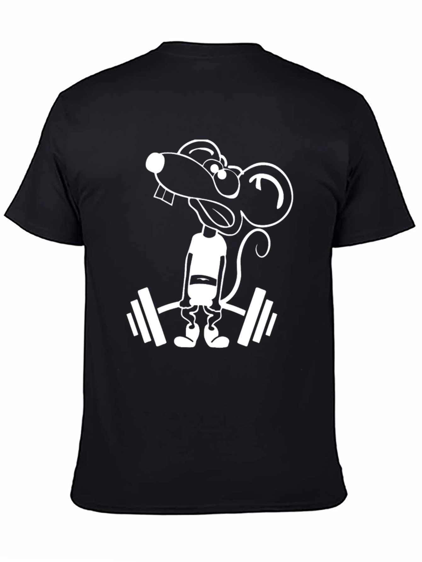 Funny Rat Lifting Weights Black T-Shirt