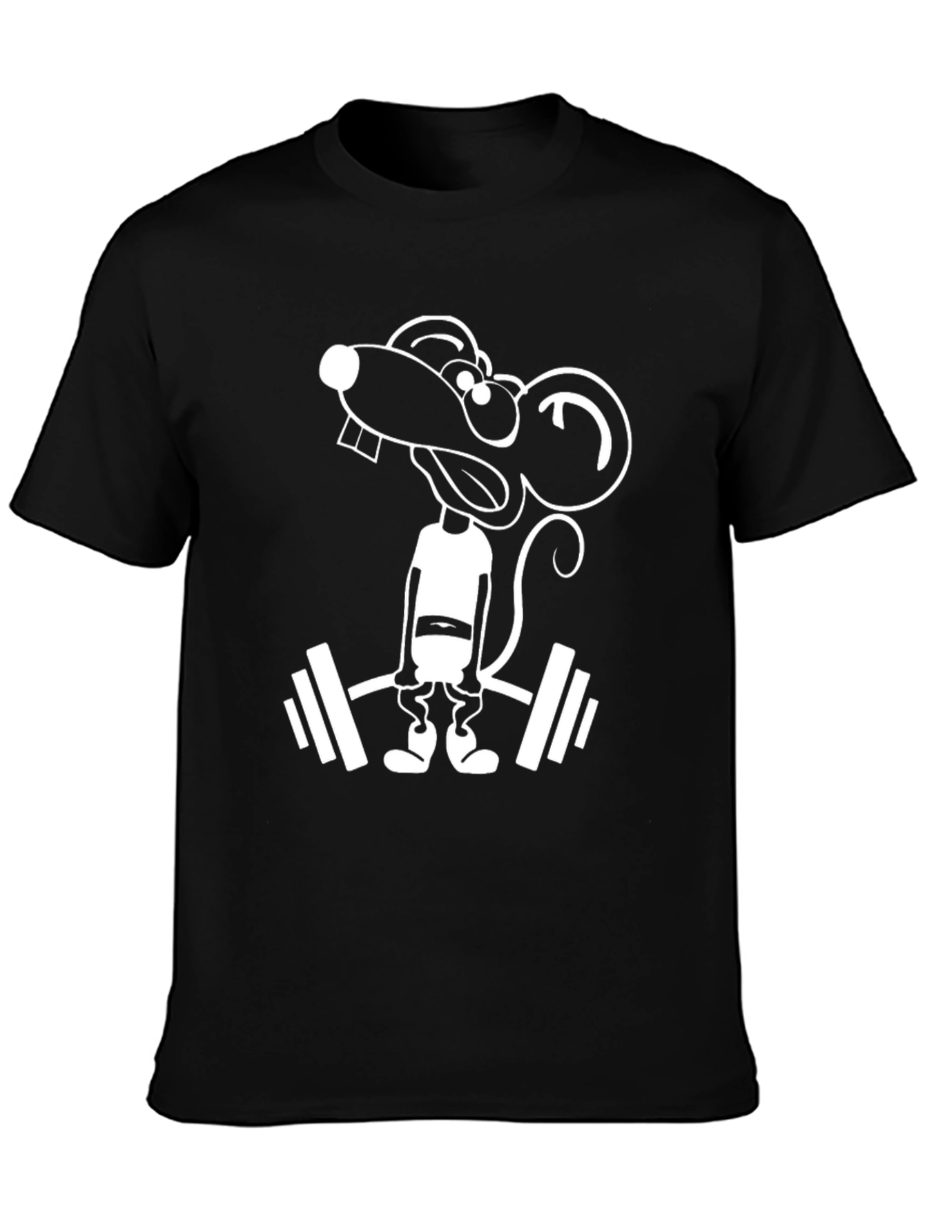 Funny Rat Lifting Weights Black T-Shirt
