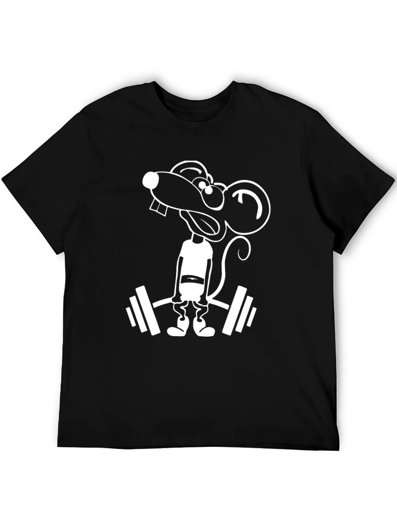 Funny Rat Lifting Weights Black T-Shirt