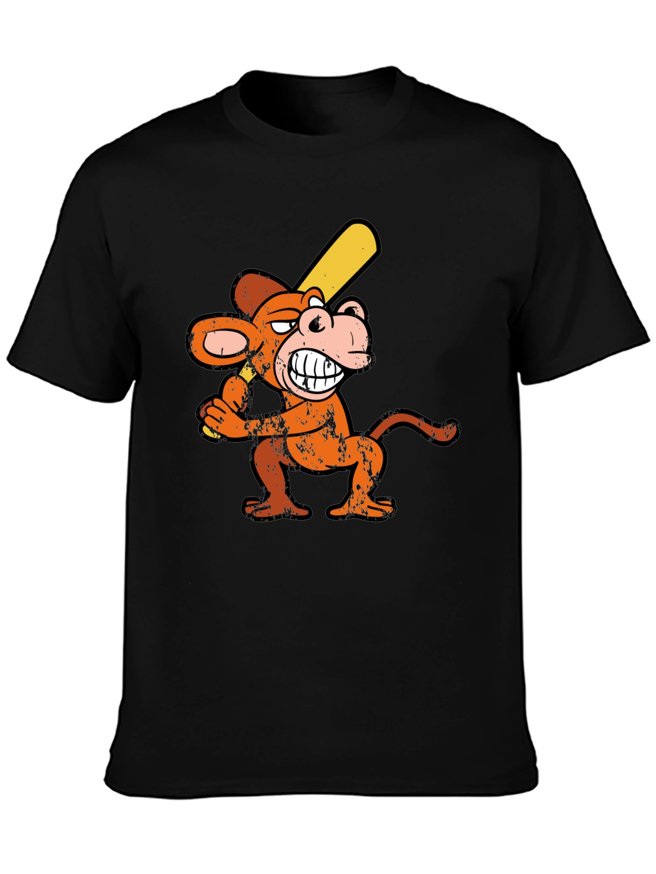 Monkey Baseball Player Graphic Tee - Novelty T-Shirt